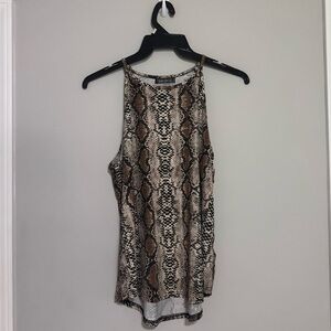 Women's Tan Snake Print Tank Top